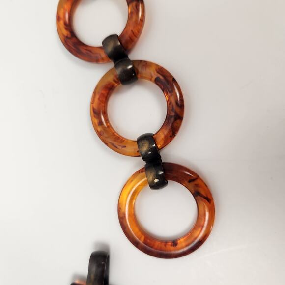 Vintage Tortoise Shell Lucite Chain Link Belt Brown main image 7